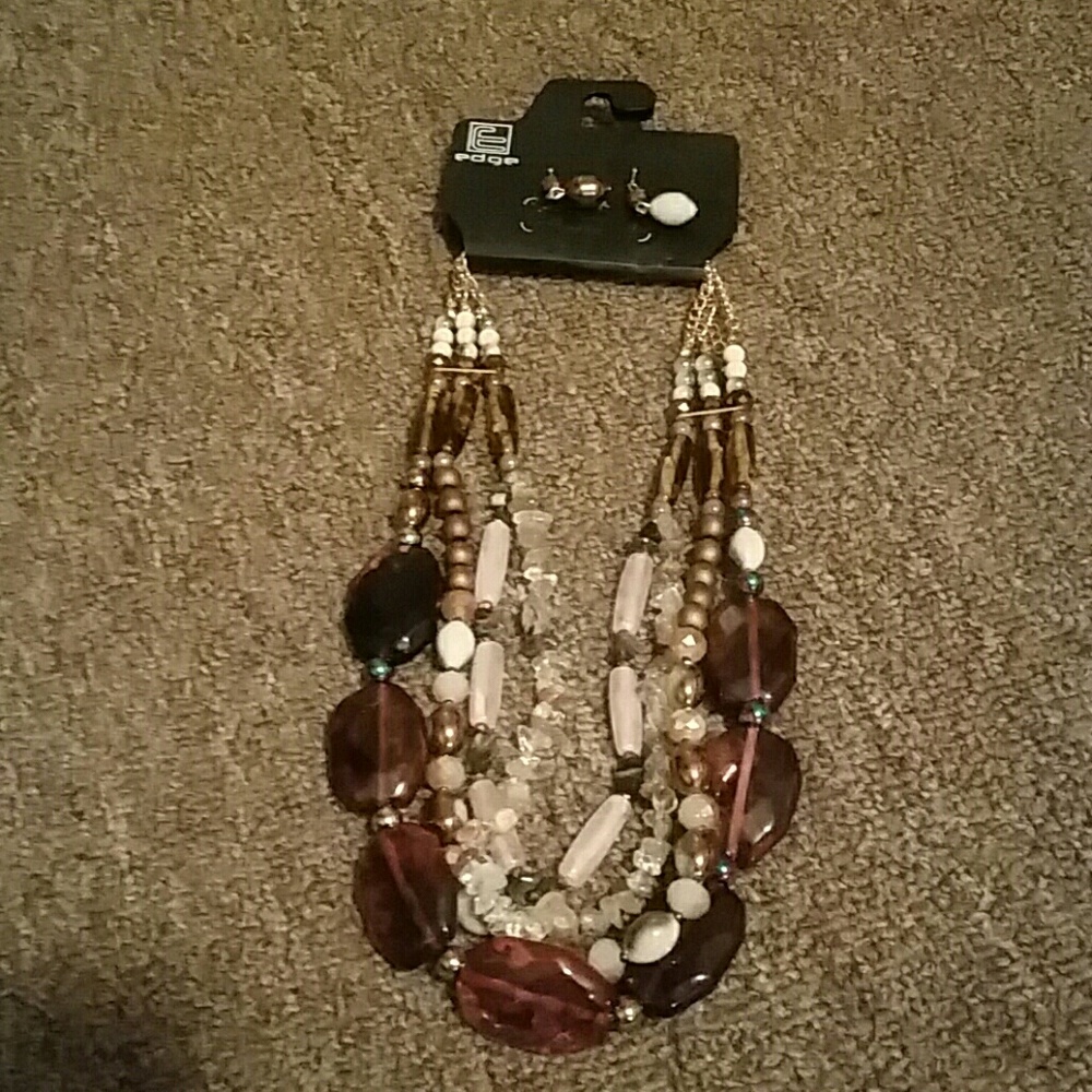 Necklace and earring set costume jewelry